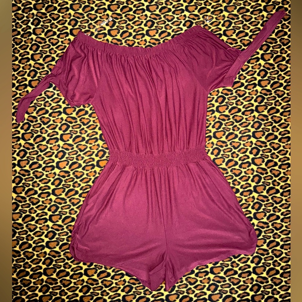 Derek Heart Mauve Off-Shoulder Romper